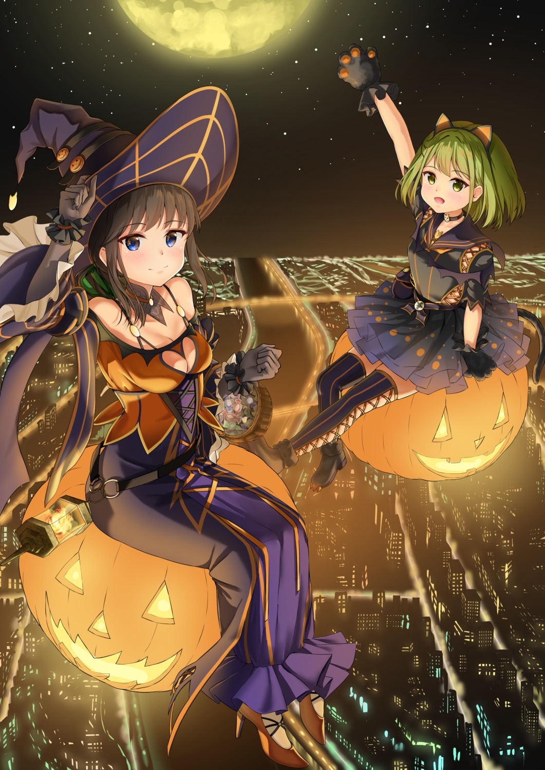 animal_ears dress halloween heels nekomimi rissenka tail thighhighs witch