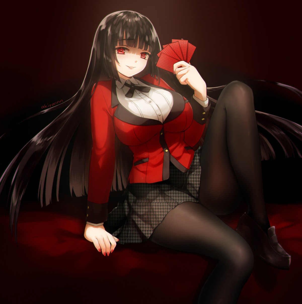 akitannn jabami_yumeko kakegurui pantyhose seifuku