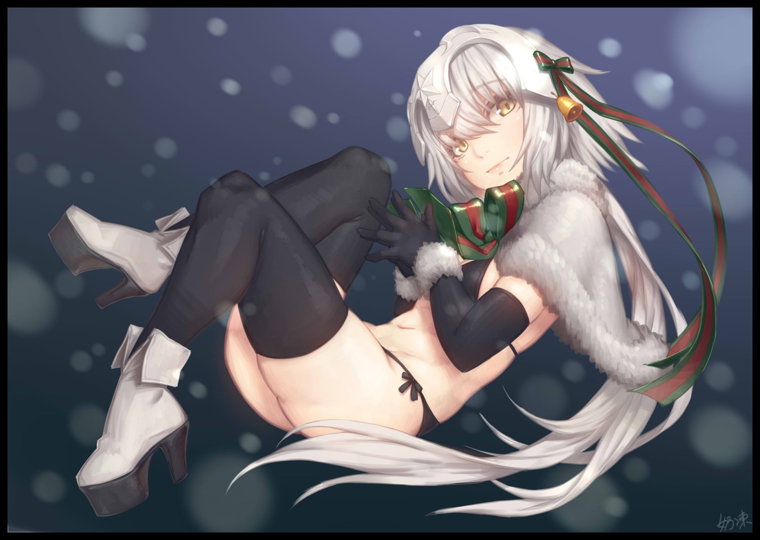 bikini fate/grand_order heels jeanne_d'arc_alter_santa_lily loli swimsuits thighhighs yin-ting_tian