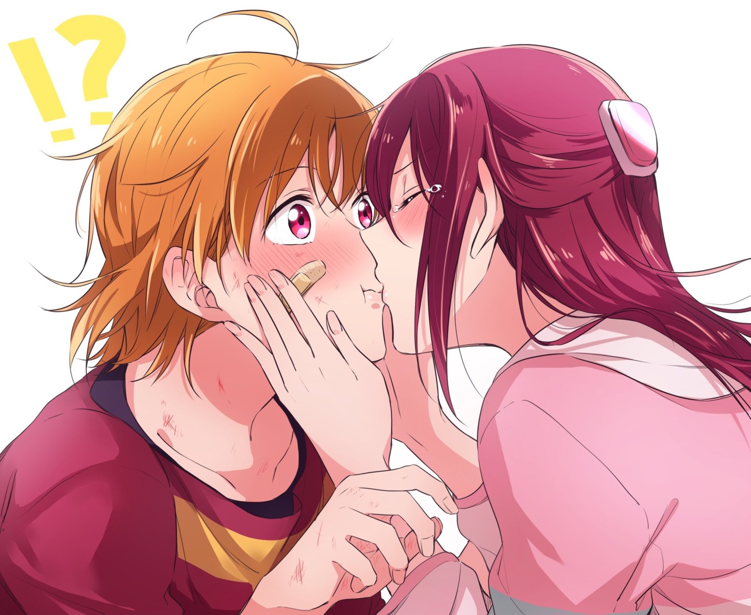 bandaid kougi_hiroshi love_live!_sunshine!! sakurauchi_riko takami_chika yuri