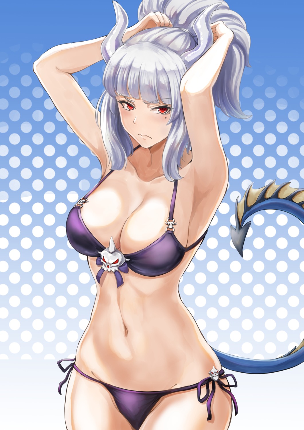 bikini helltaker horns jojobirdz lucifer_(helltaker) swimsuits tail