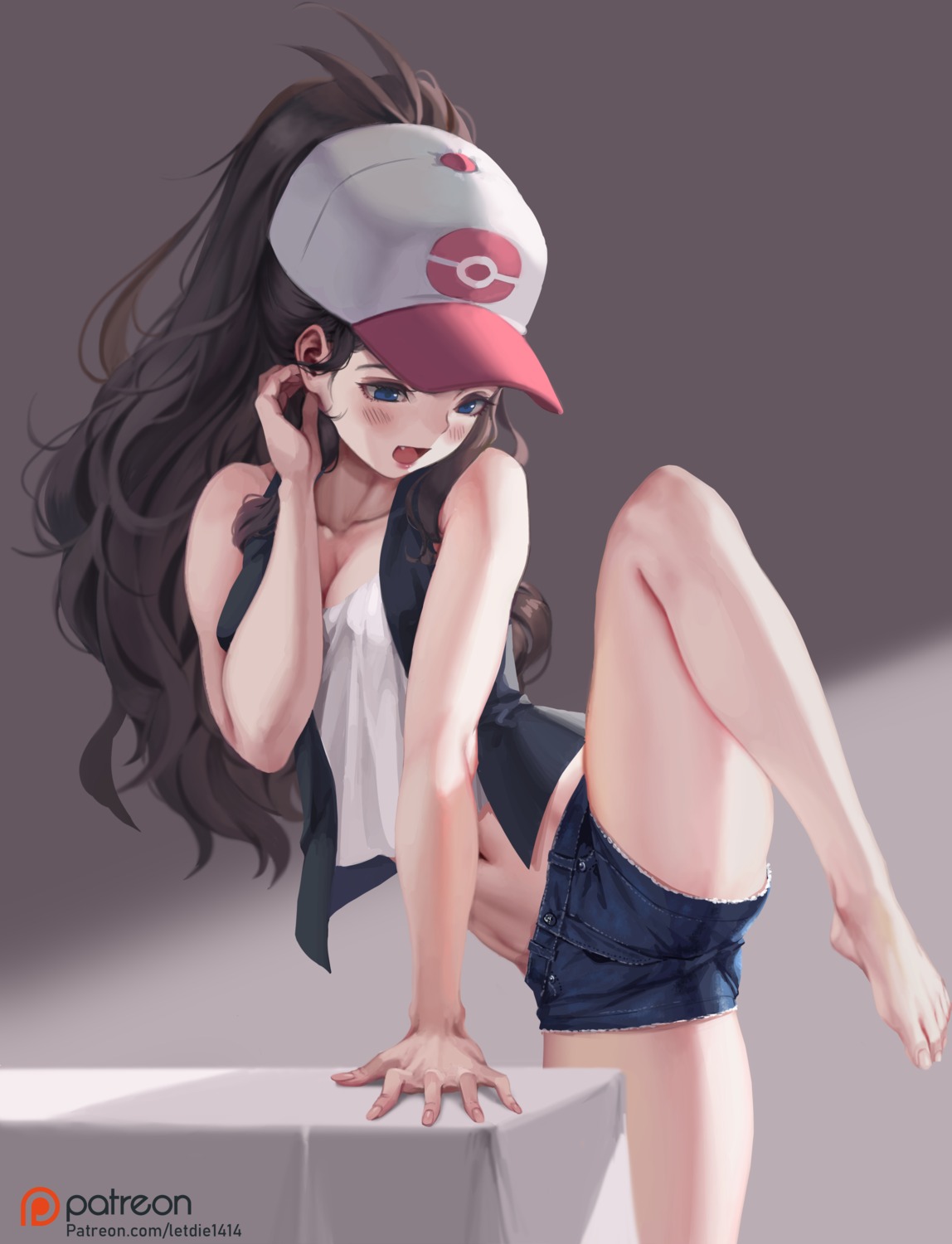 breast_hold cameltoe cleavage letdie1414 pokemon pokemon_bw touko_(pokemon)