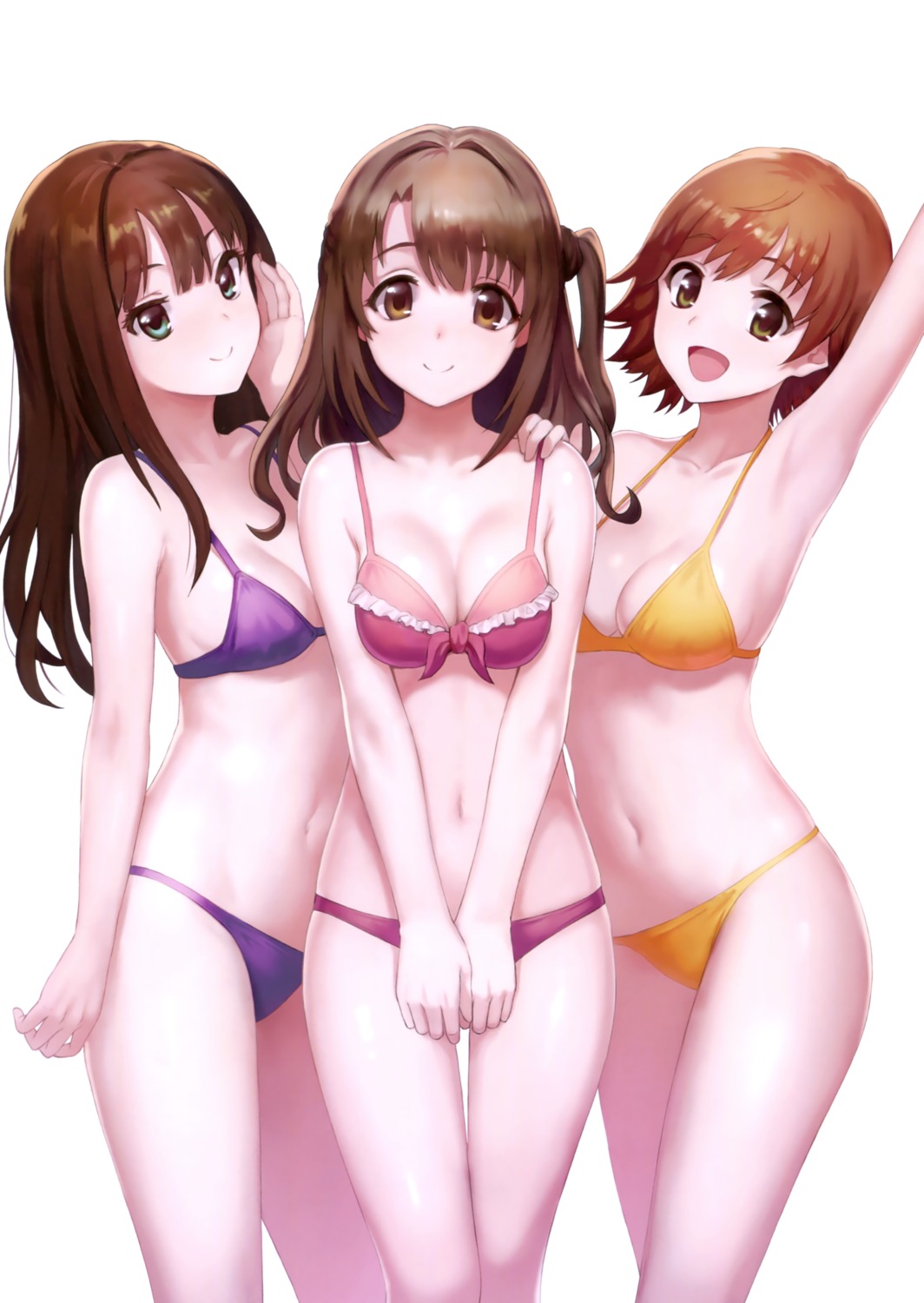 bikini cleavage honda_mio meto meto_desu shibuya_rin shimamura_uzuki swimsuits the_idolm@ster the_idolm@ster_cinderella_girls