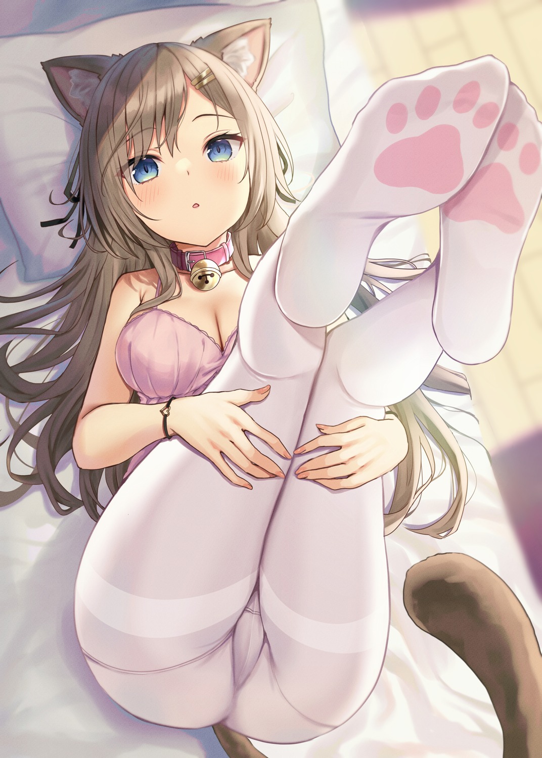 akino_ell animal_ears cameltoe cleavage feet nekomimi no_bra pantsu pantyhose tail