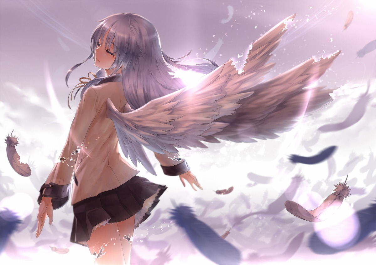 2d angel_beats! seifuku tenshi wings