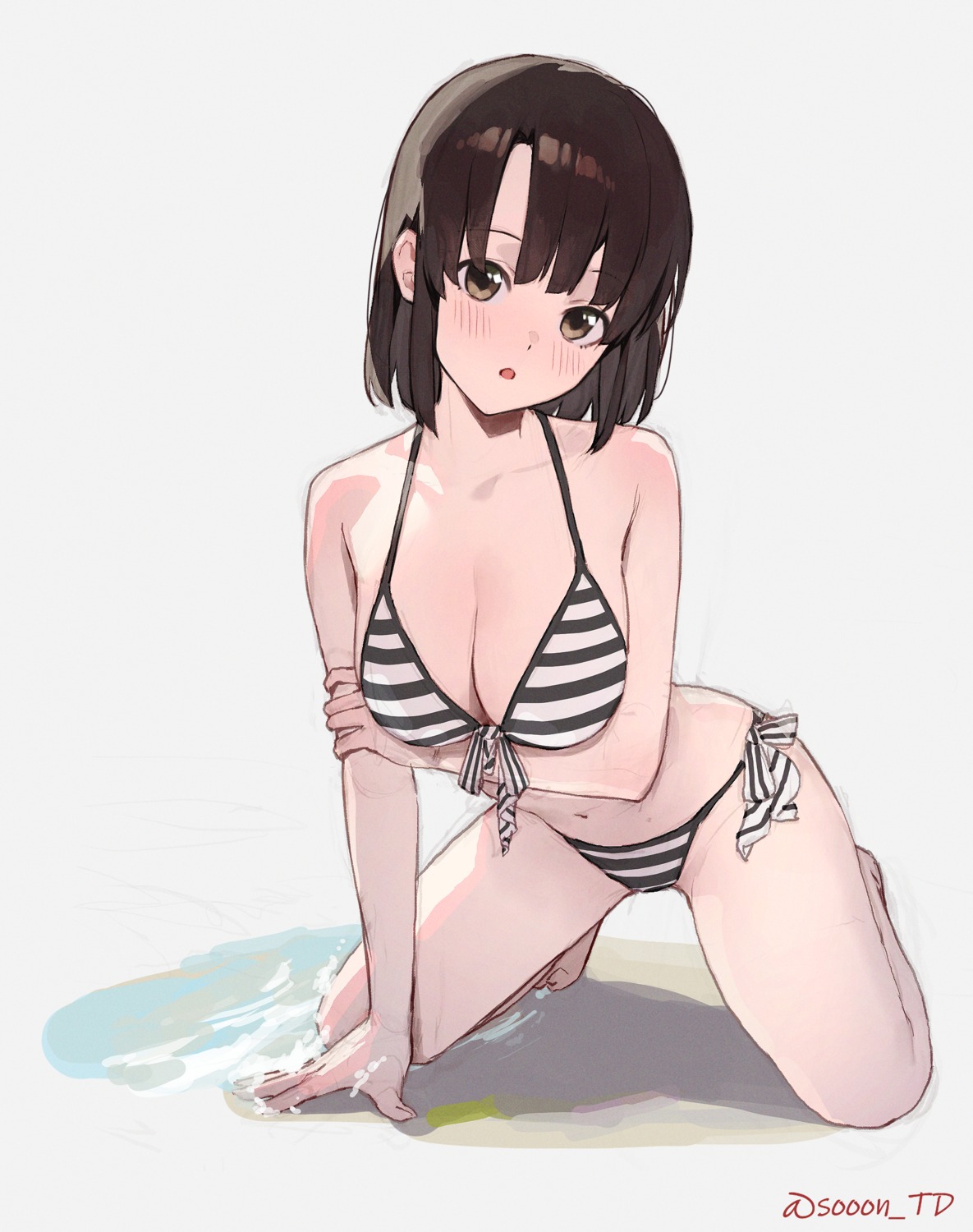 bikini katou_megumi saenai_heroine_no_sodatekata sketch sooon swimsuits wet