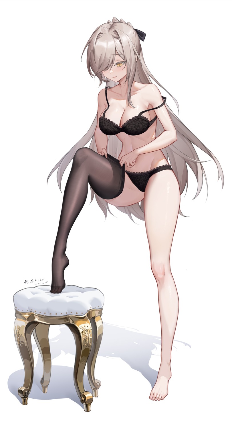 bra chamuhz feet hancock_(zhanjianshaonv) lingerie pantsu thighhighs undressing zhanjianshaonv