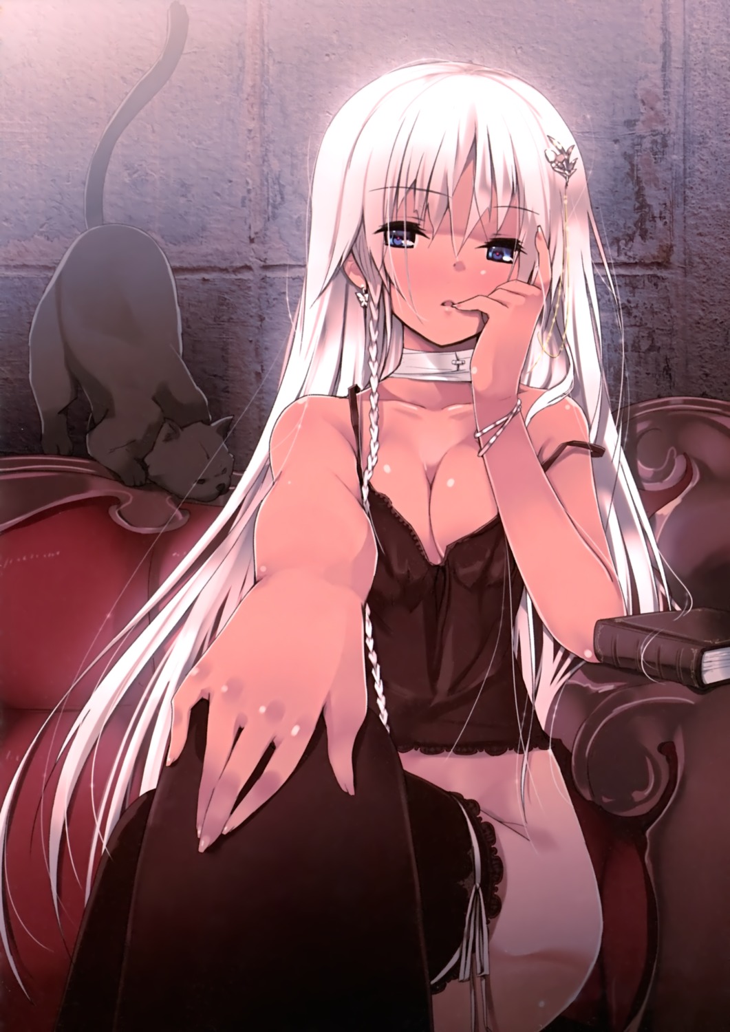 bottomless cleavage detexted neko refeia thighhighs