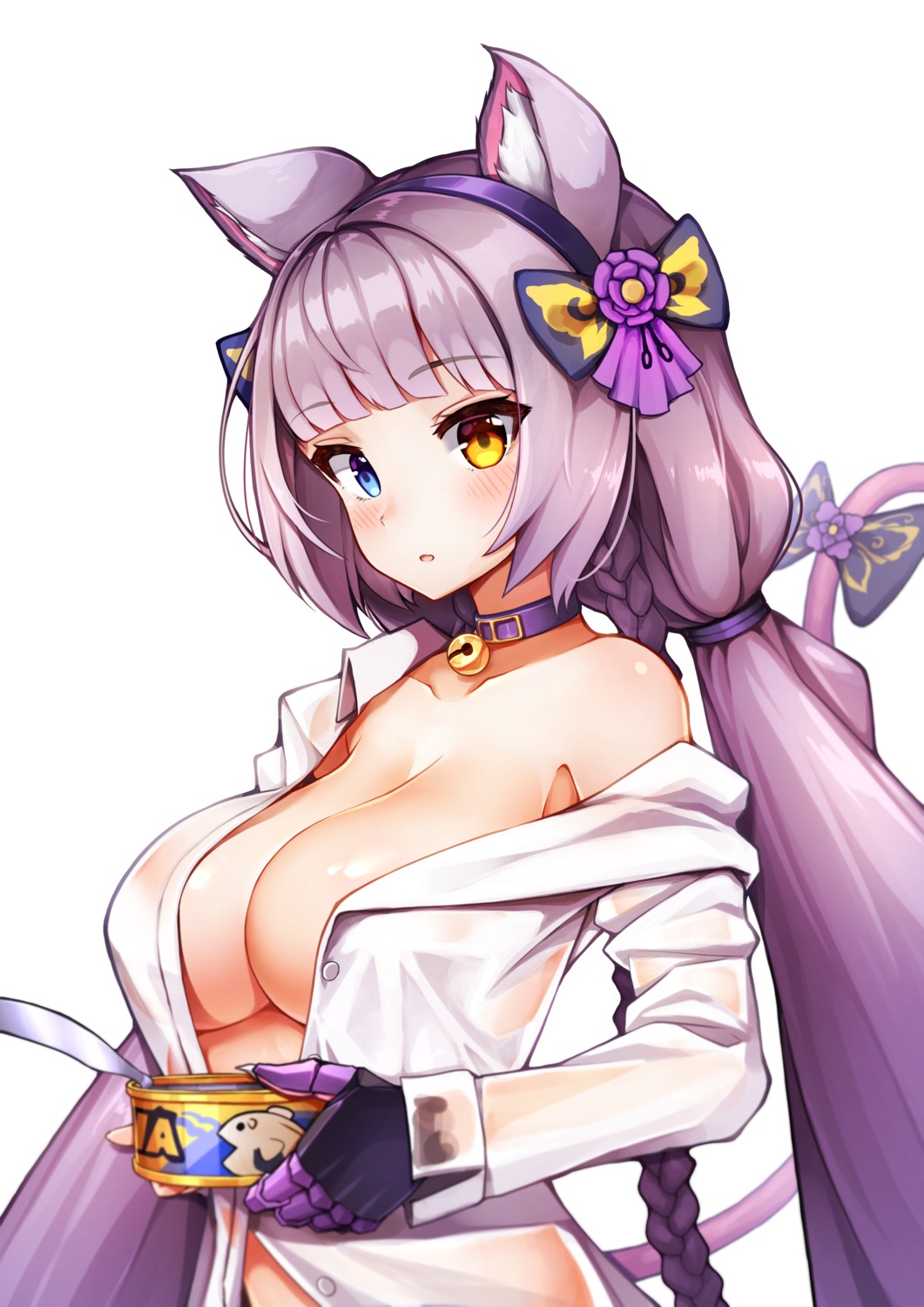 animal_ears cs_perrault gui_ss heterochromia last_origin nekomimi no_bra open_shirt see_through tail