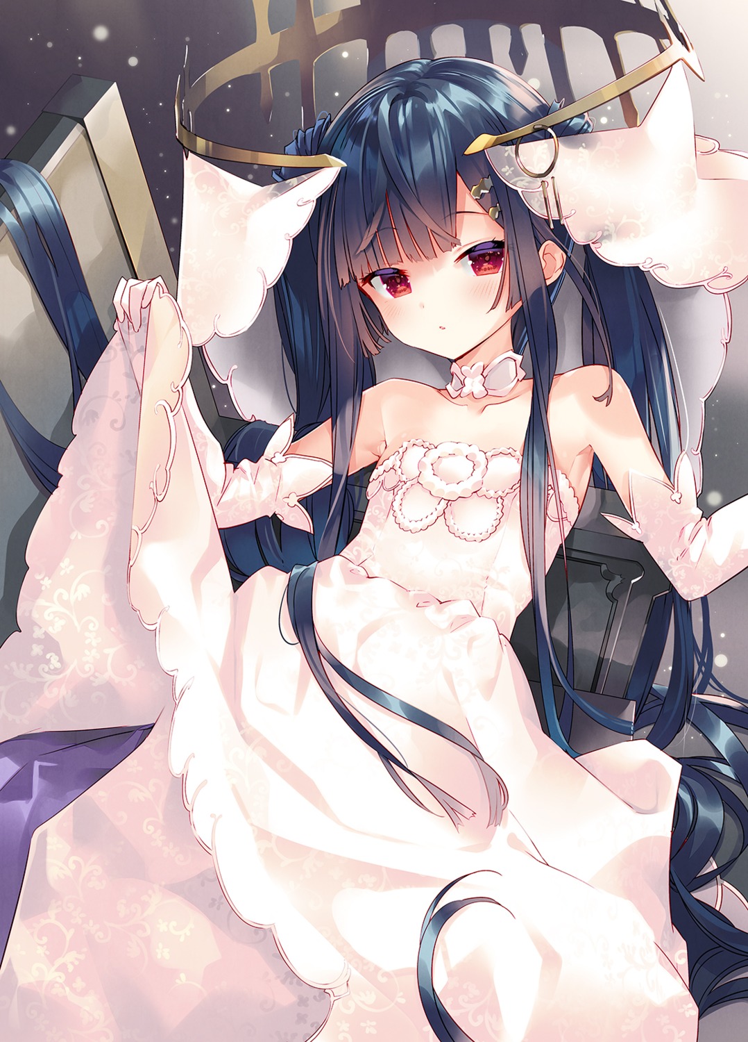 arikawa_satoru dress flower_knight_girl no_bra skirt_lift wedding_dress