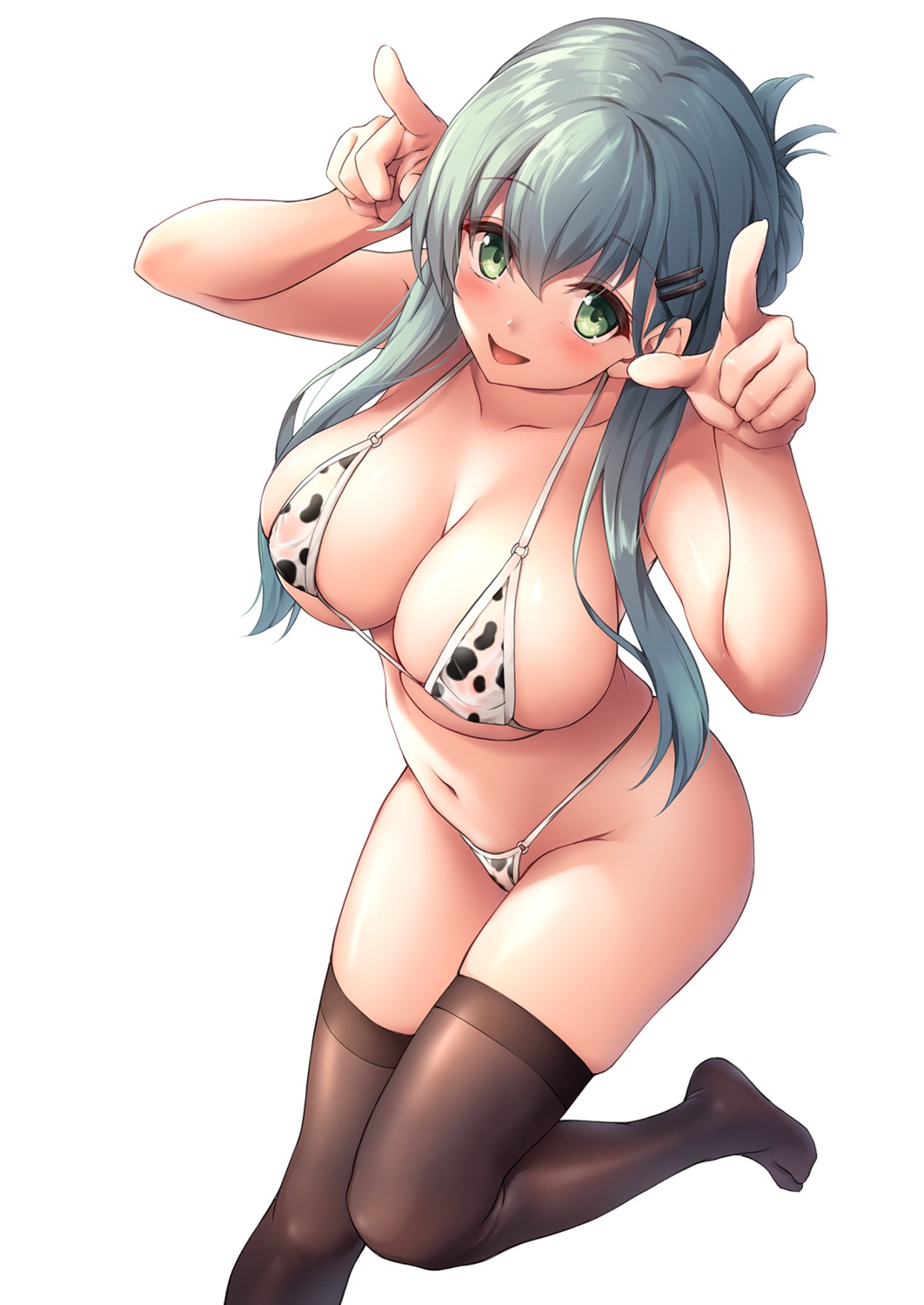 awa_yume bikini kantai_collection see_through suzuya_(kancolle) swimsuits thighhighs