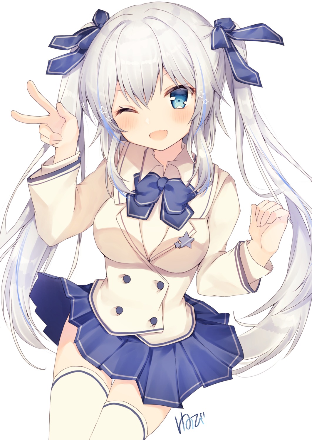 nenobi_(nenorium) seifuku skirt_lift thighhighs