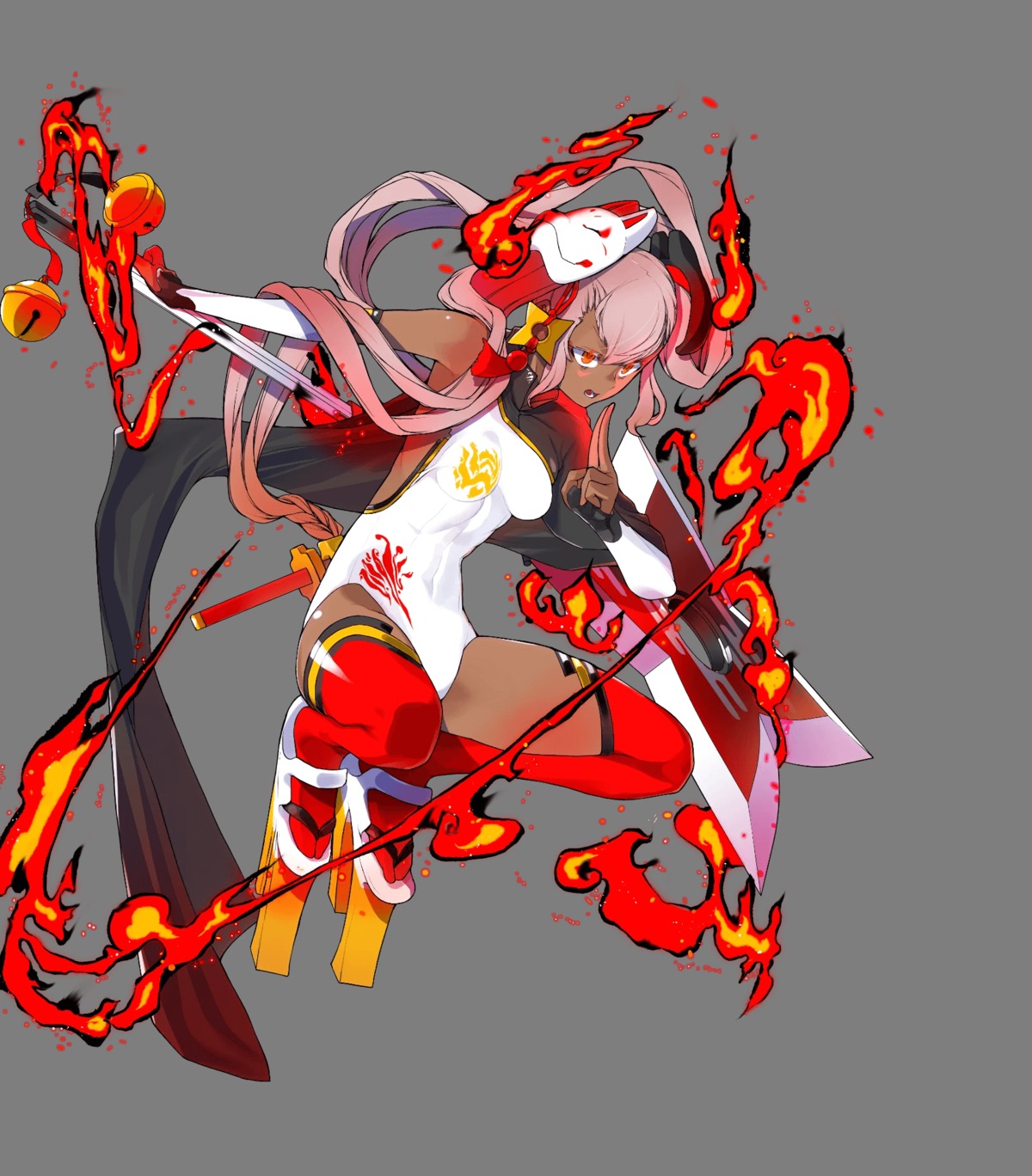 fire_emblem fire_emblem_heroes heels laevatein_(fire_emblem) ninja nintendo swimsuits sword thighhighs weapon yasuda_suzuhito