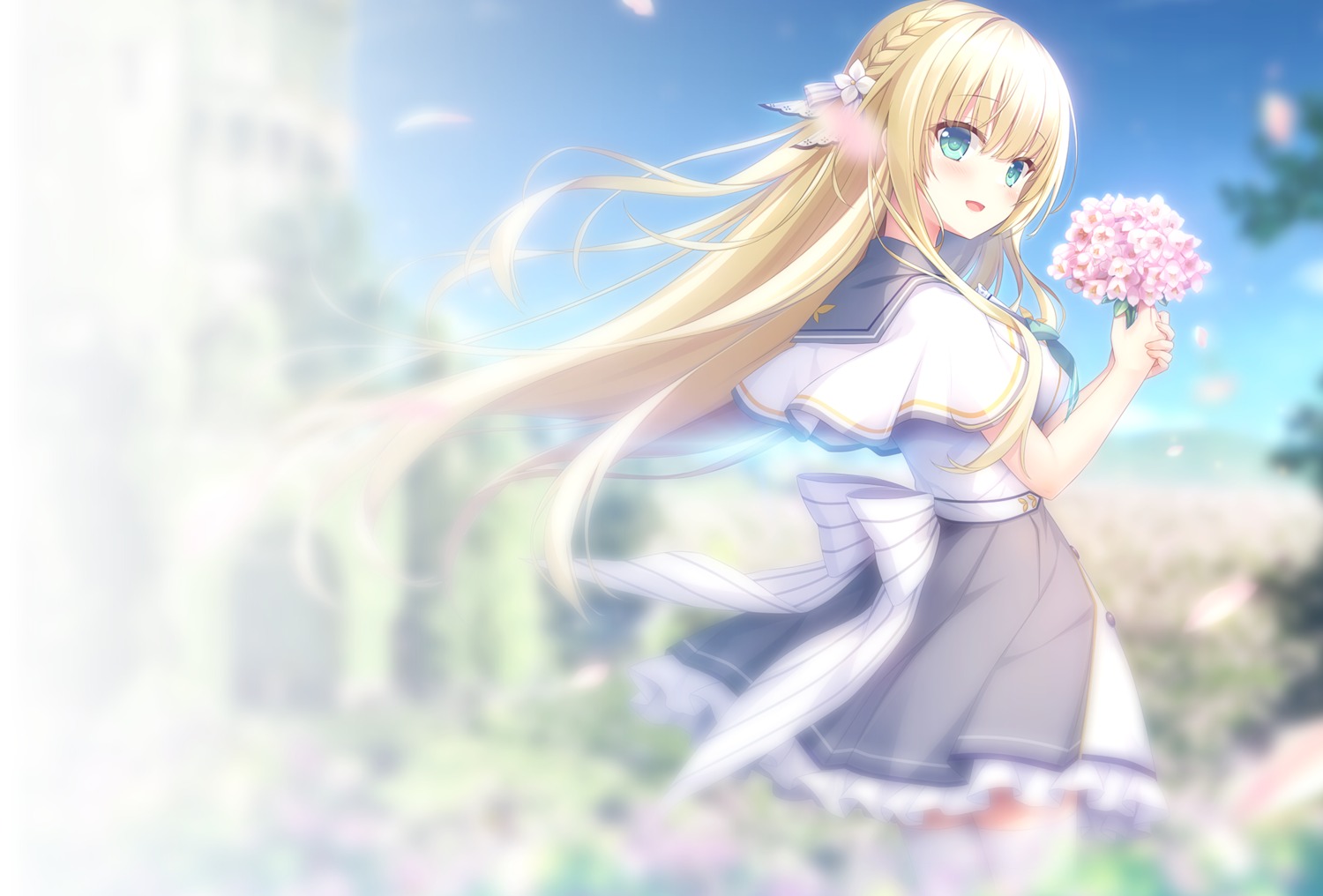 ameto_yuki azarashi_soft+1 iris_murphy mugen_no_tír_na_nóg seifuku skirt_lift thighhighs