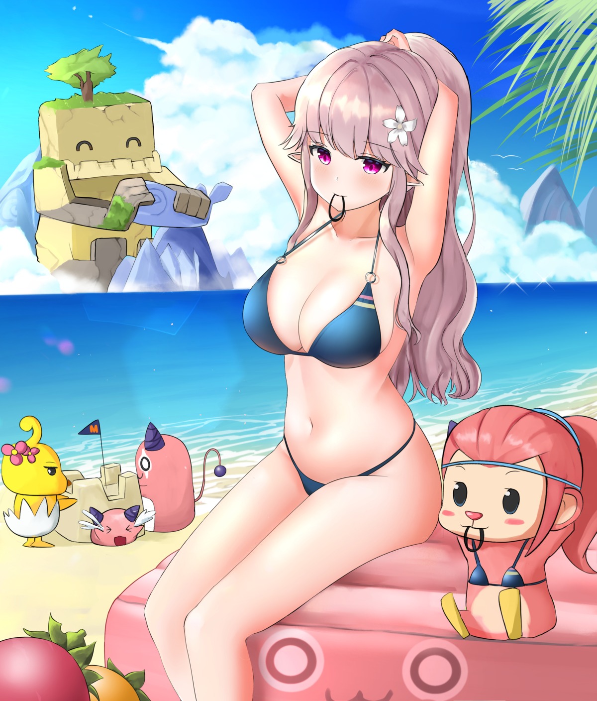 bikini chibi lemontea_(ekvr5838) maplestory pointy_ears swimsuits