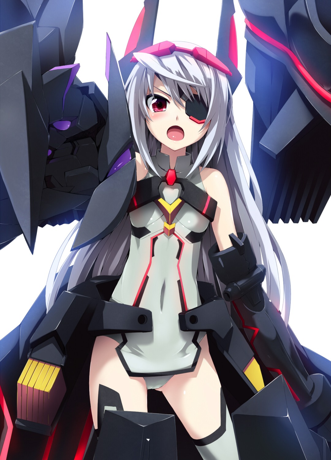 bodysuit eyepatch grune_(artist) infinite_stratos laura_bodewig mecha_musume thighhighs