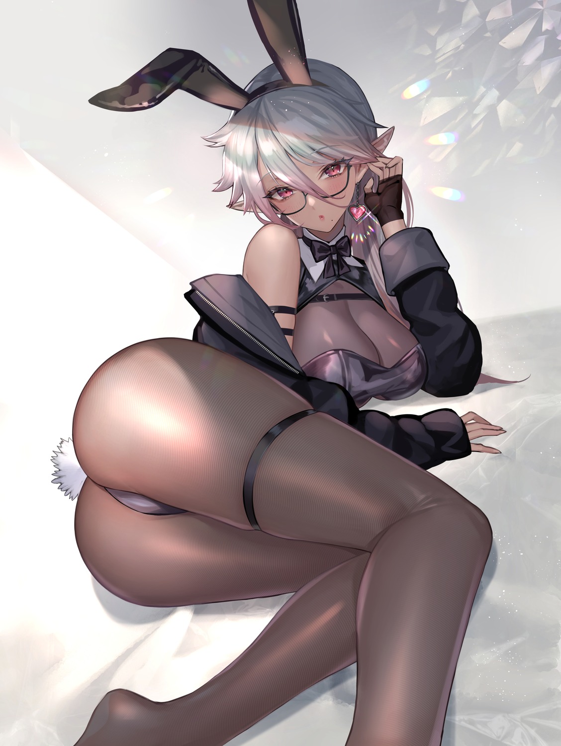 animal_ears ass bunny_ears bunny_girl garter hitowa megane pantyhose pointy_ears tail