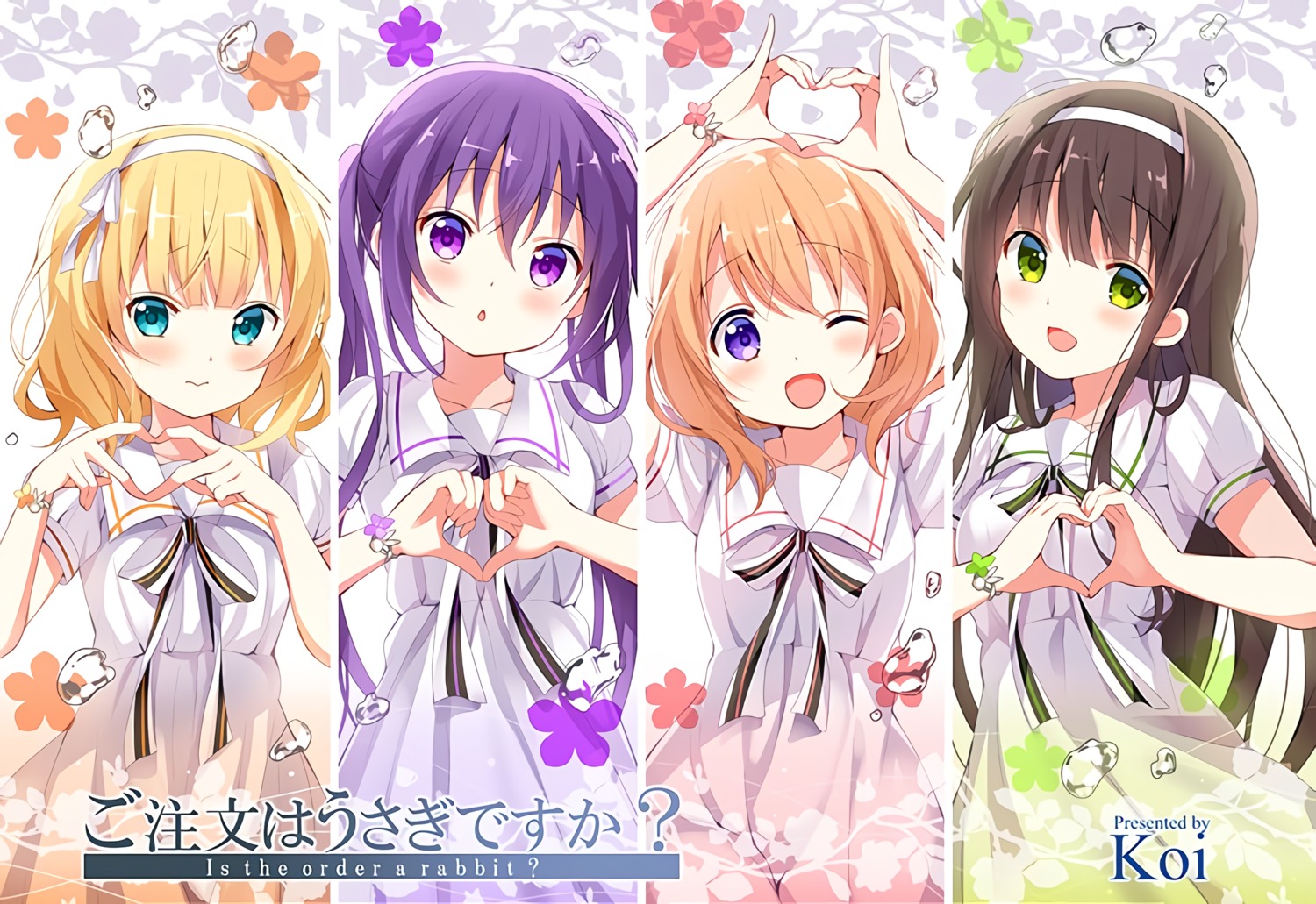 gochuumon_wa_usagi_desu_ka? hoto_cocoa kirima_sharo koi seifuku tedeza_rize ujimatsu_chiya upscaled