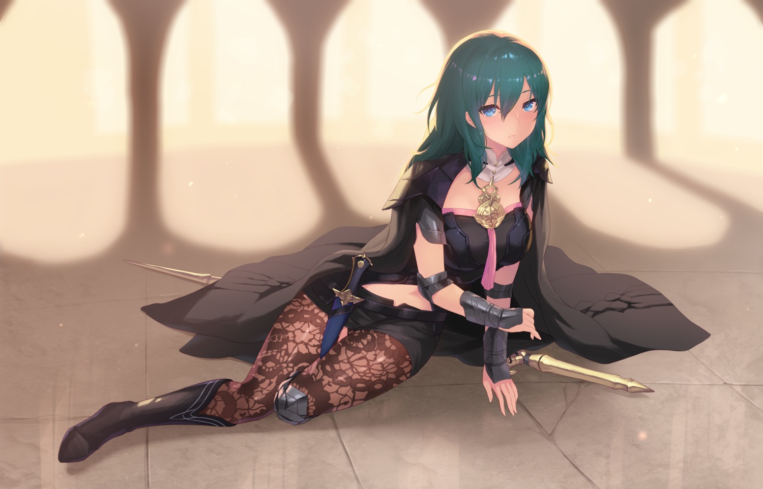 armor byleth_(fire_emblem) cait fire_emblem fire_emblem_three_houses pantyhose weapon