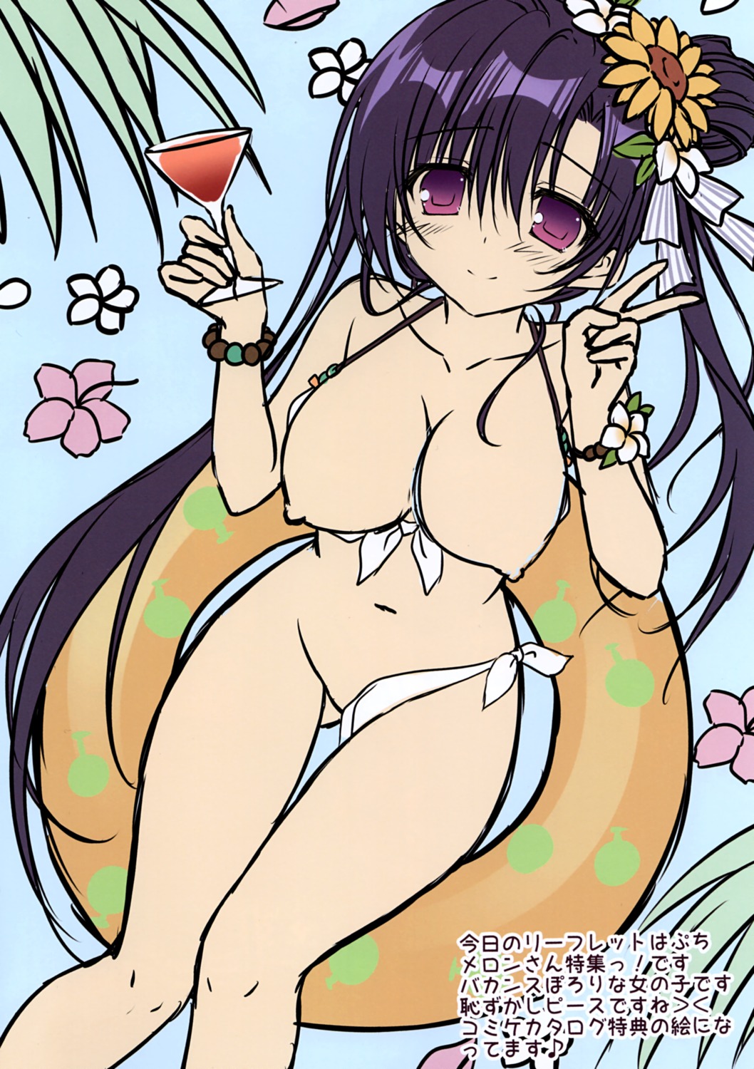 bikini breasts matsurija nanaroba_hana nipples panty_pull sketch swimsuits