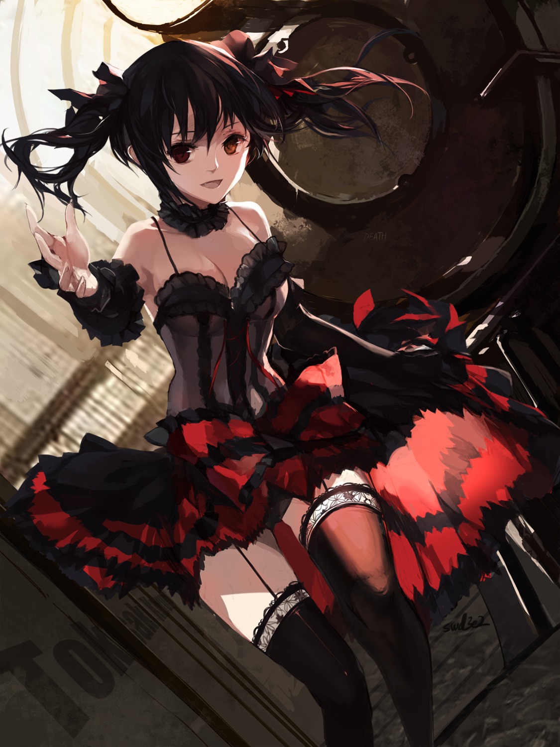 cleavage date_a_live heterochromia lolita_fashion stockings swd3e2 thighhighs tokisaki_kurumi