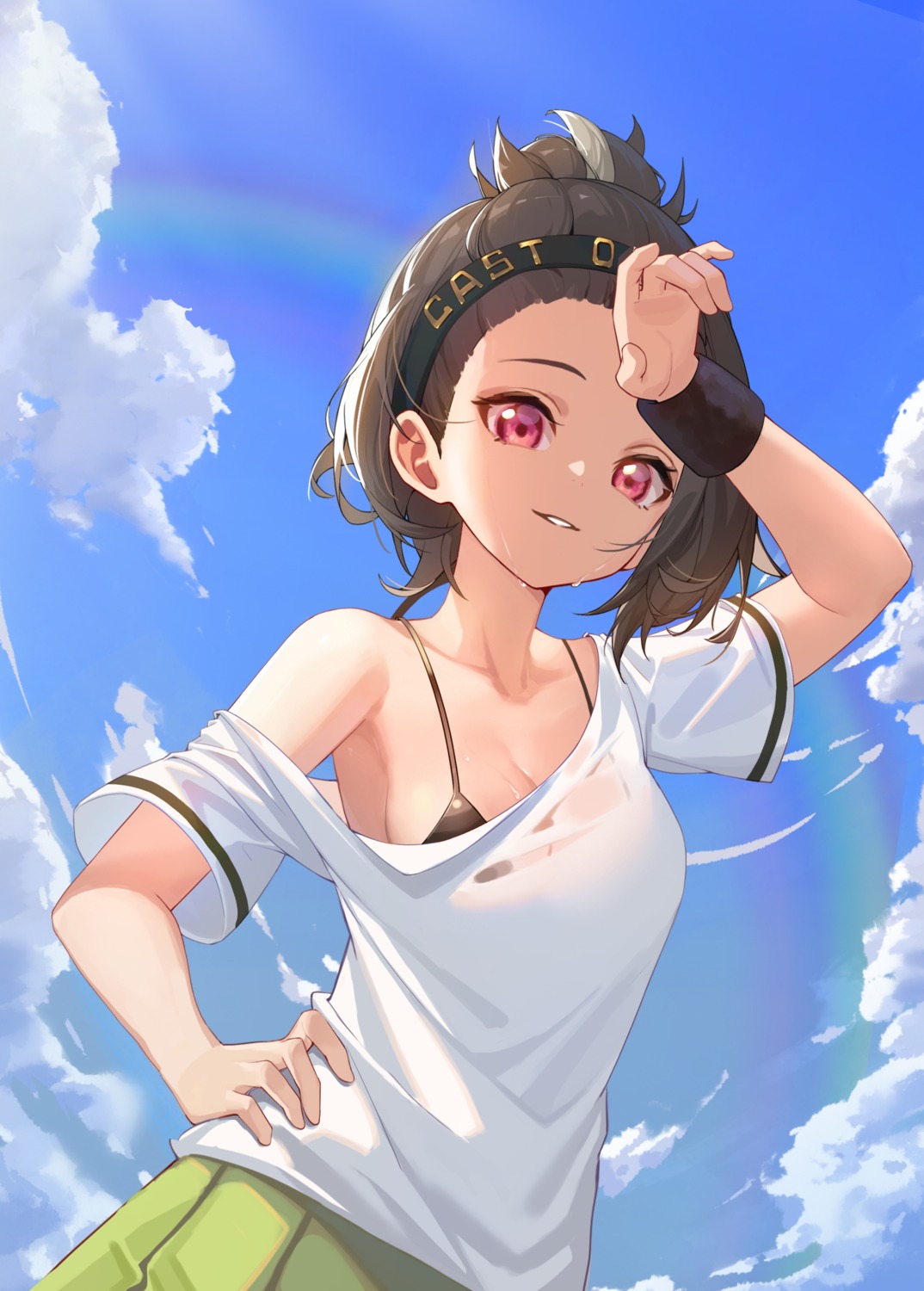 azur_lane bra cooper_(azur_lane) eir open_shirt see_through wet_clothes