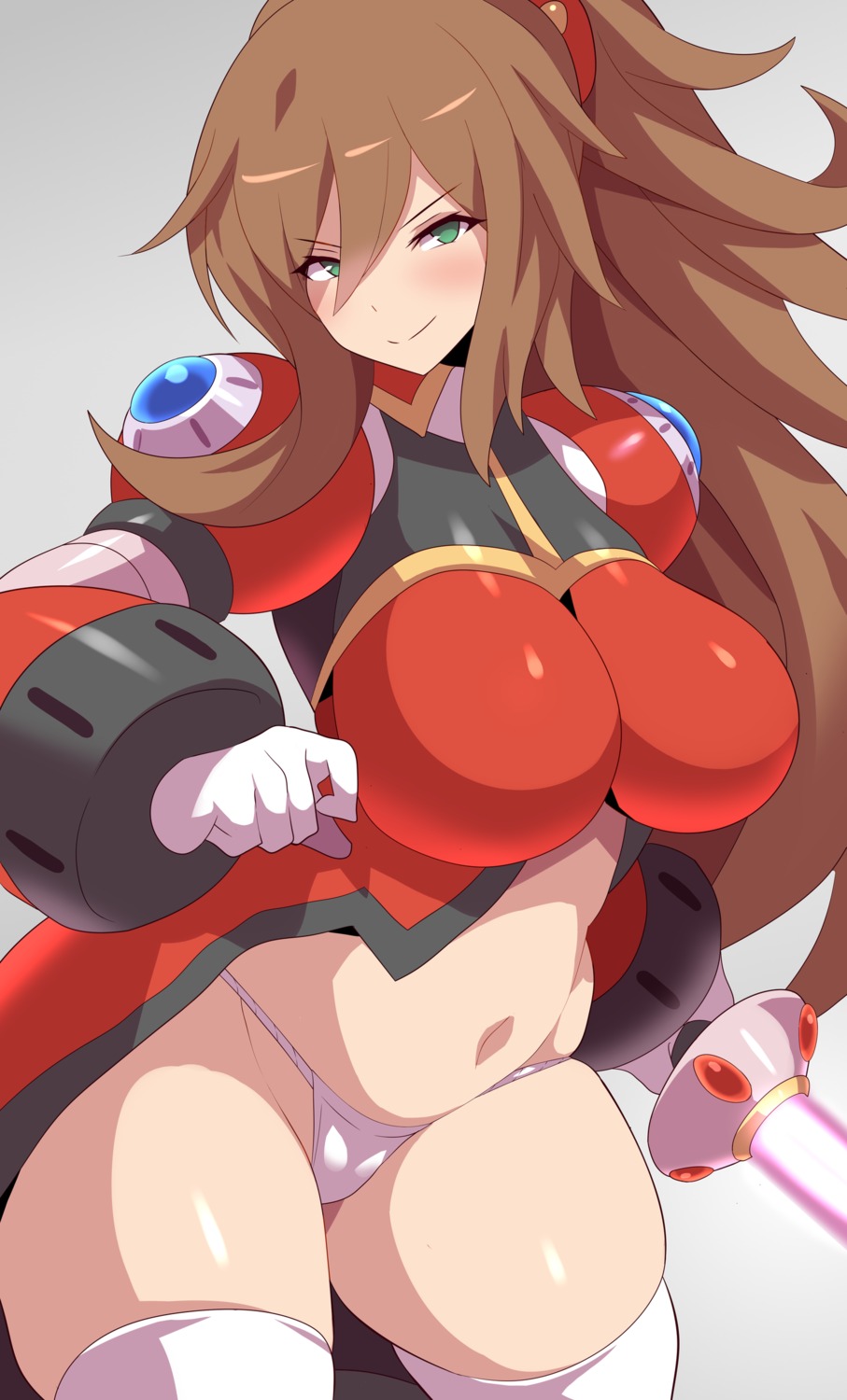 bodysuit cameltoe fundoshi iris_-another-_(rockman_x_dive) konno_tohiro rockman rockman_x_dive sword thighhighs