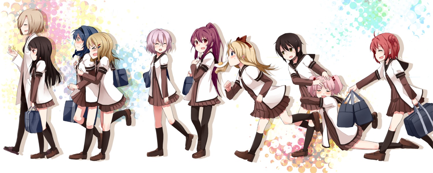 akaza_akari funami_yui furutani_himawari ikeda_chitose matsumoto_rise nishigaki_nana oomuro_sakurako seifuku sugiura_ayano toshinou_kyouko wakuwakusan yoshikawa_chinatsu yuru_yuri