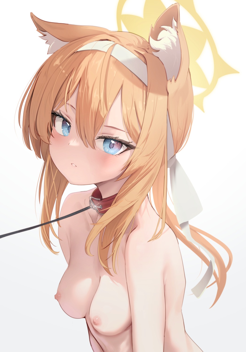 animal_ears blue_archive chiu538 halo iochi_mari nekomimi nipples topless