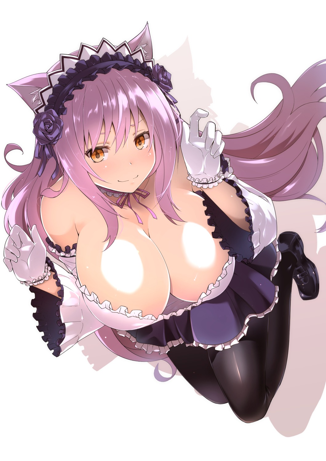 animal_ears cleavage hijikimeshi maid nekomimi no_bra pantyhose sakura_yukke yukke_channel