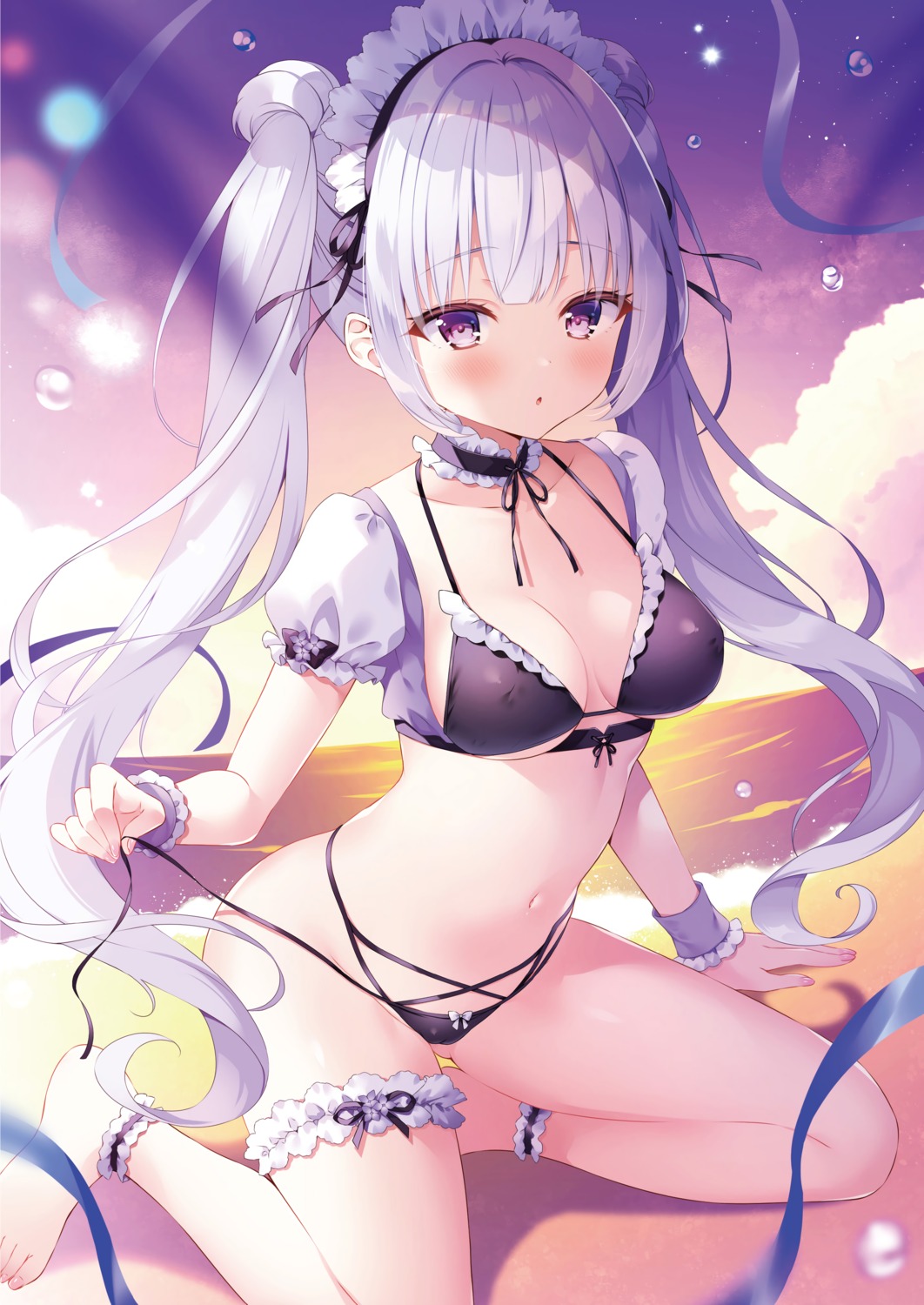 bikini erect_nipples garter maid nanohana_kohina swimsuits undressing