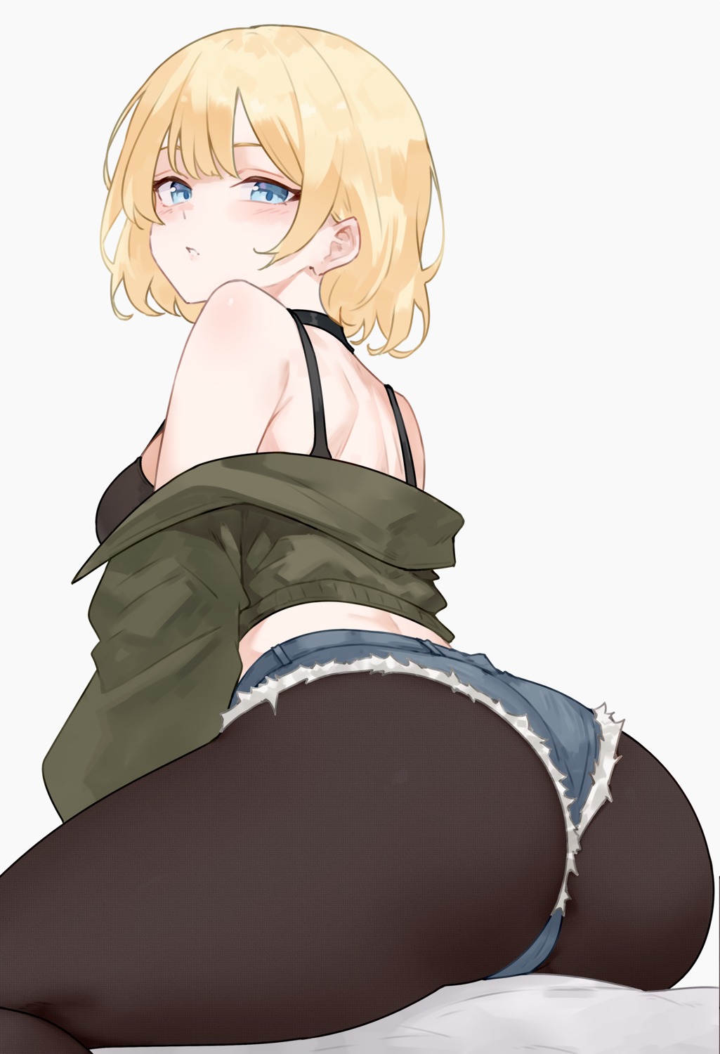 ass bluefield bra hololive hololive_english open_shirt pantyhose watson_amelia