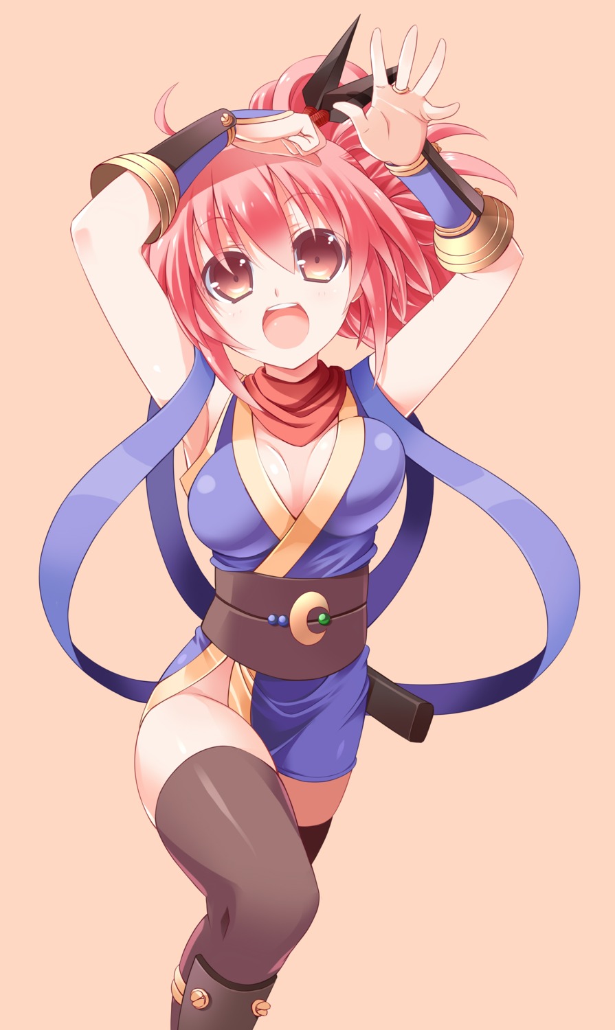 chibi_(nekomimimi) cleavage ninja ninja_(ro) nopan ragnarok_online thighhighs