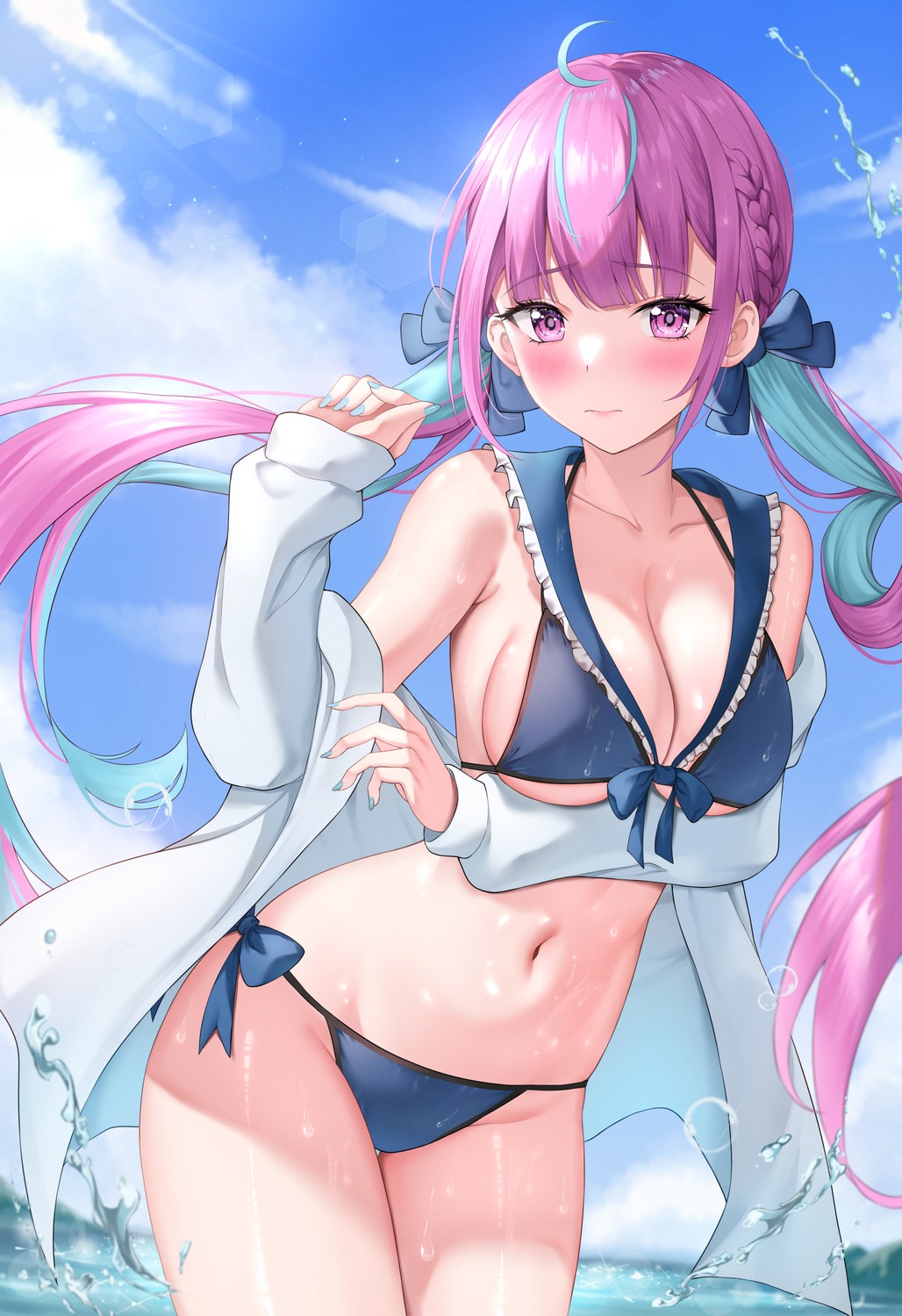 bikini hololive minato_aqua shinigami_kiraki swimsuits