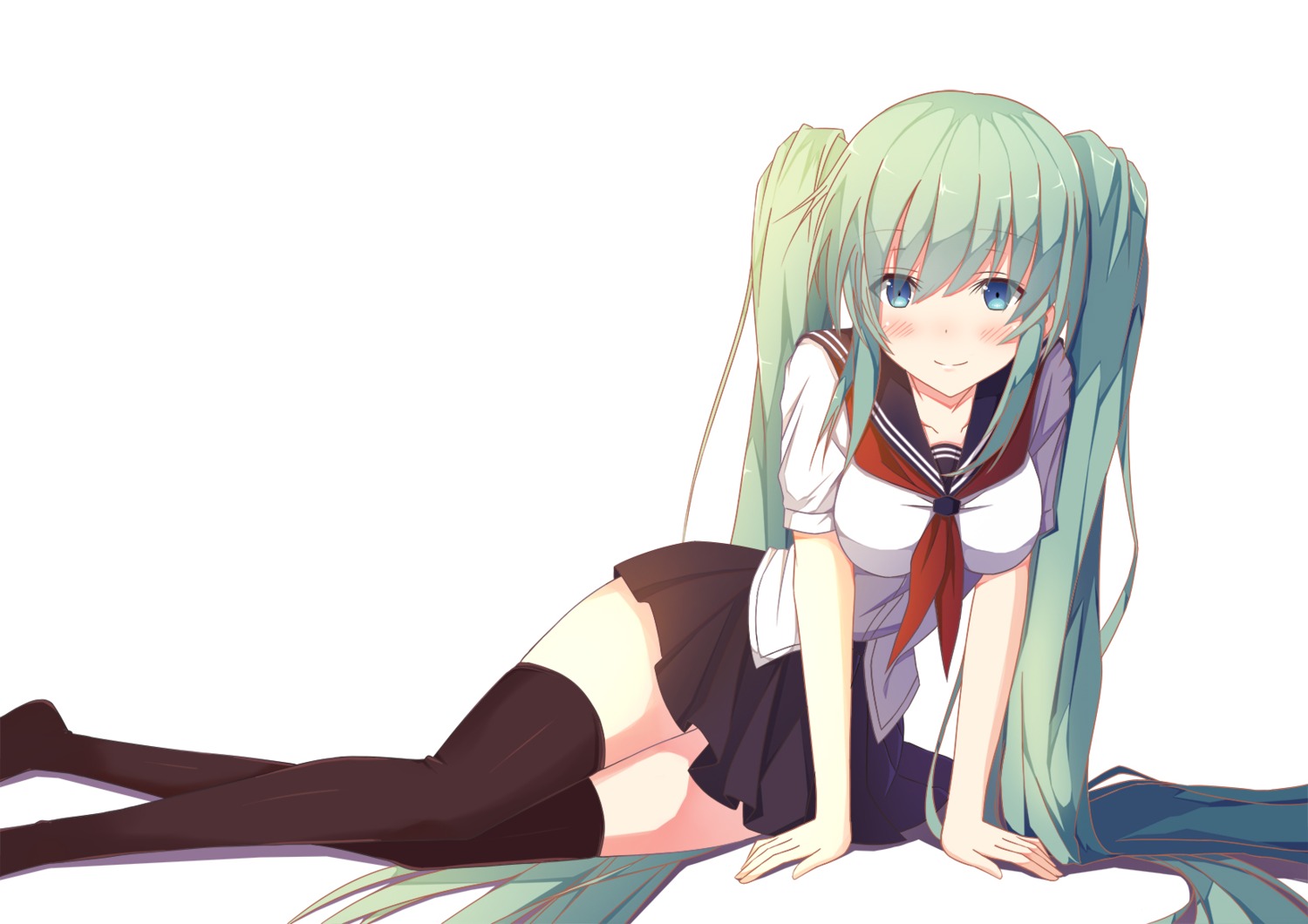 hatsune_miku seifuku thighhighs tianya_beiming vocaloid