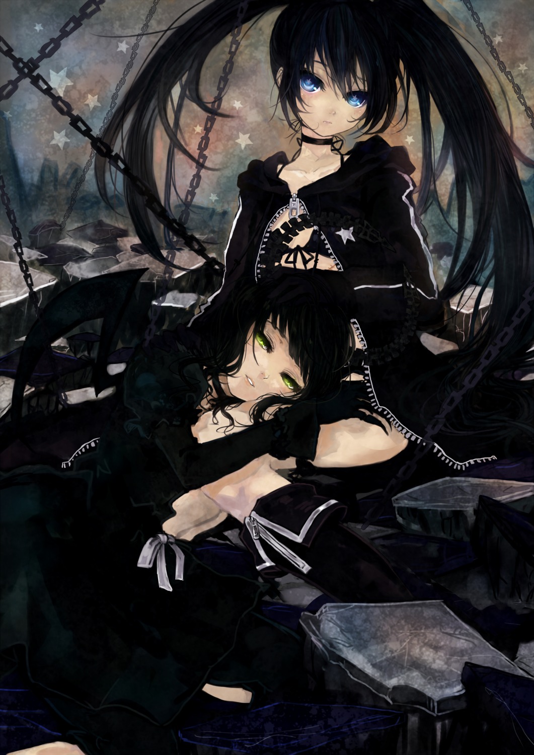 bikini_top black_rock_shooter black_rock_shooter_(character) dead_master horns pisuke swimsuits vocaloid wings