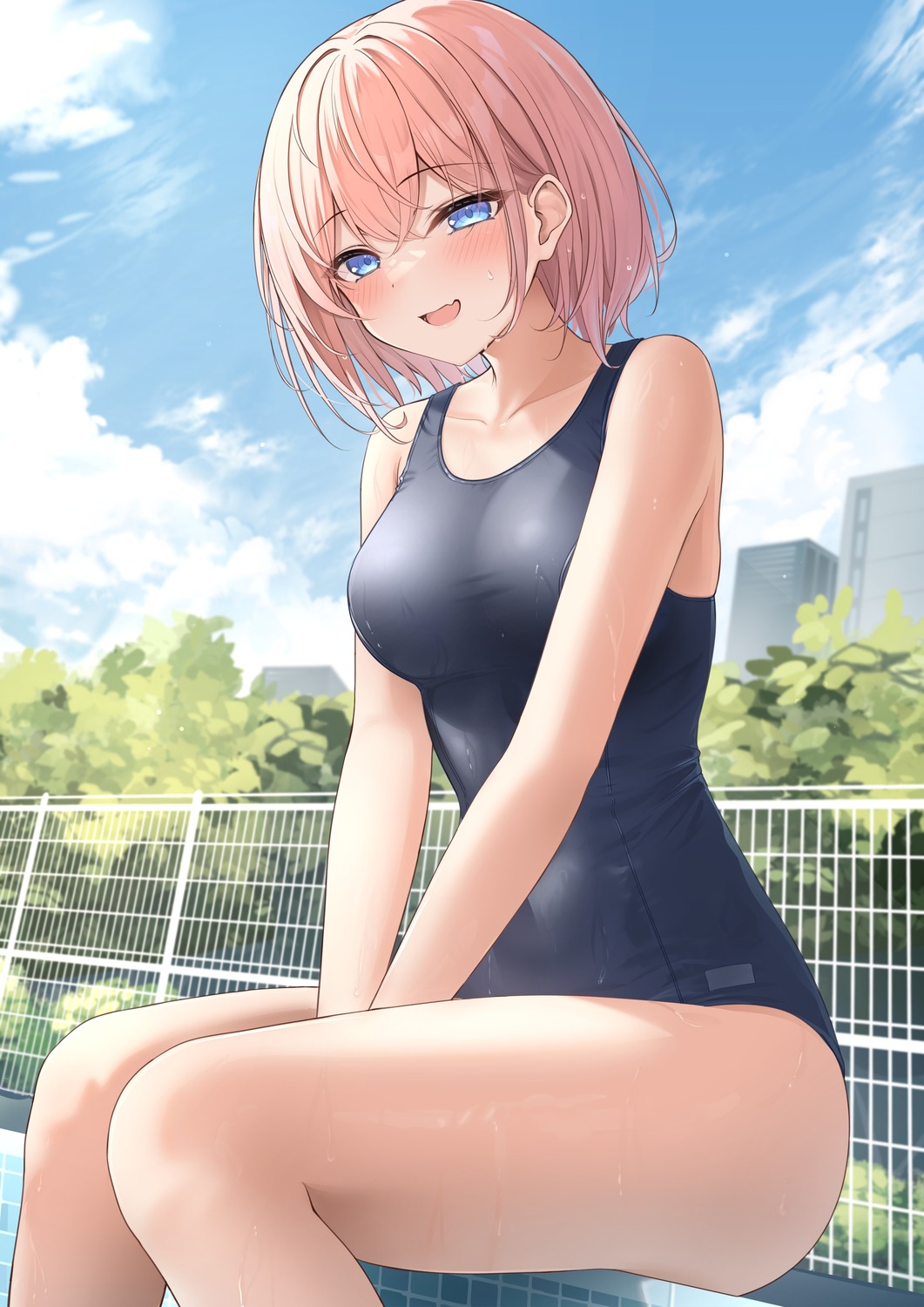 monaka_curl school_swimsuit swimsuits wet