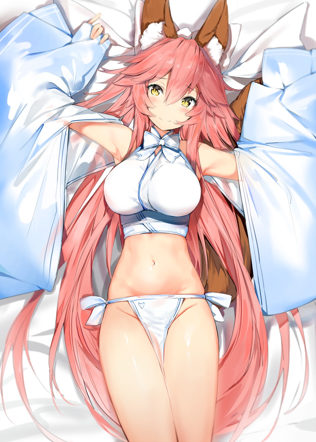 animal_ears fate/grand_order lingerie see_through silver_(chenwen) tail tamamo_no_mae