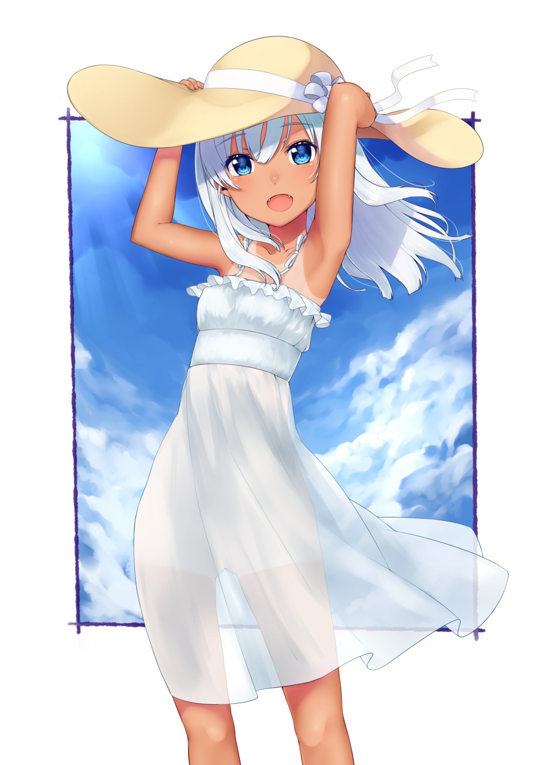 dress loli nezumi_doshi nopan see_through summer_dress tan_lines