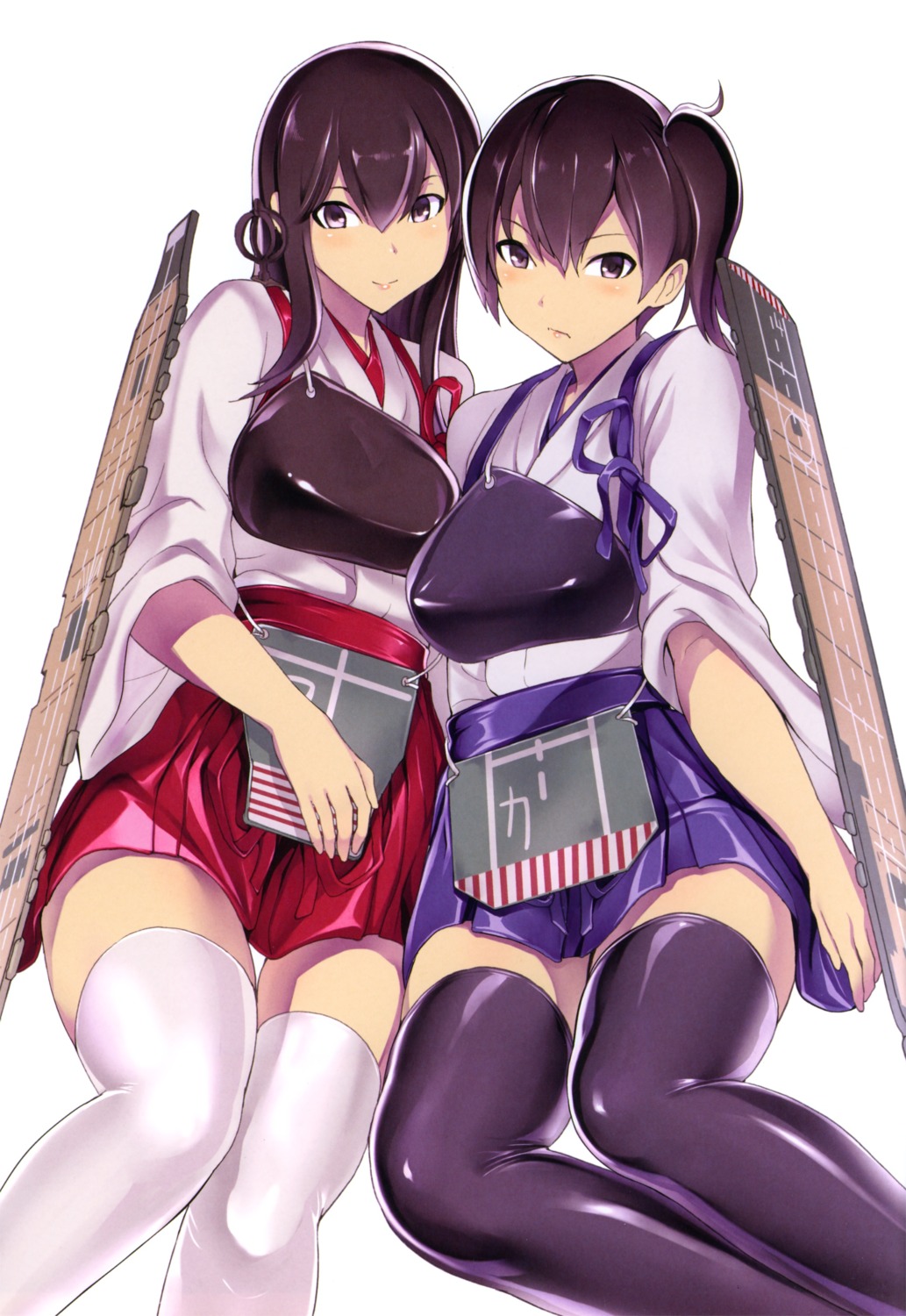 akagi_(kancolle) dairiseki hakaba kaga_(kancolle) kantai_collection thighhighs