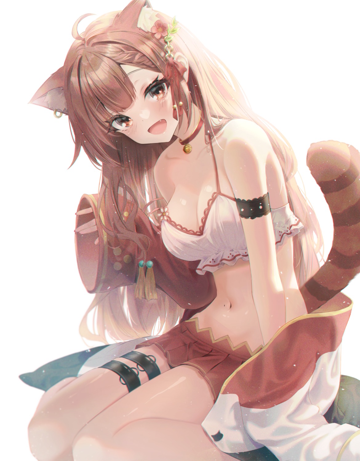 animal_ears ciawasemono garter nijisanji no_bra ratna_petit tail