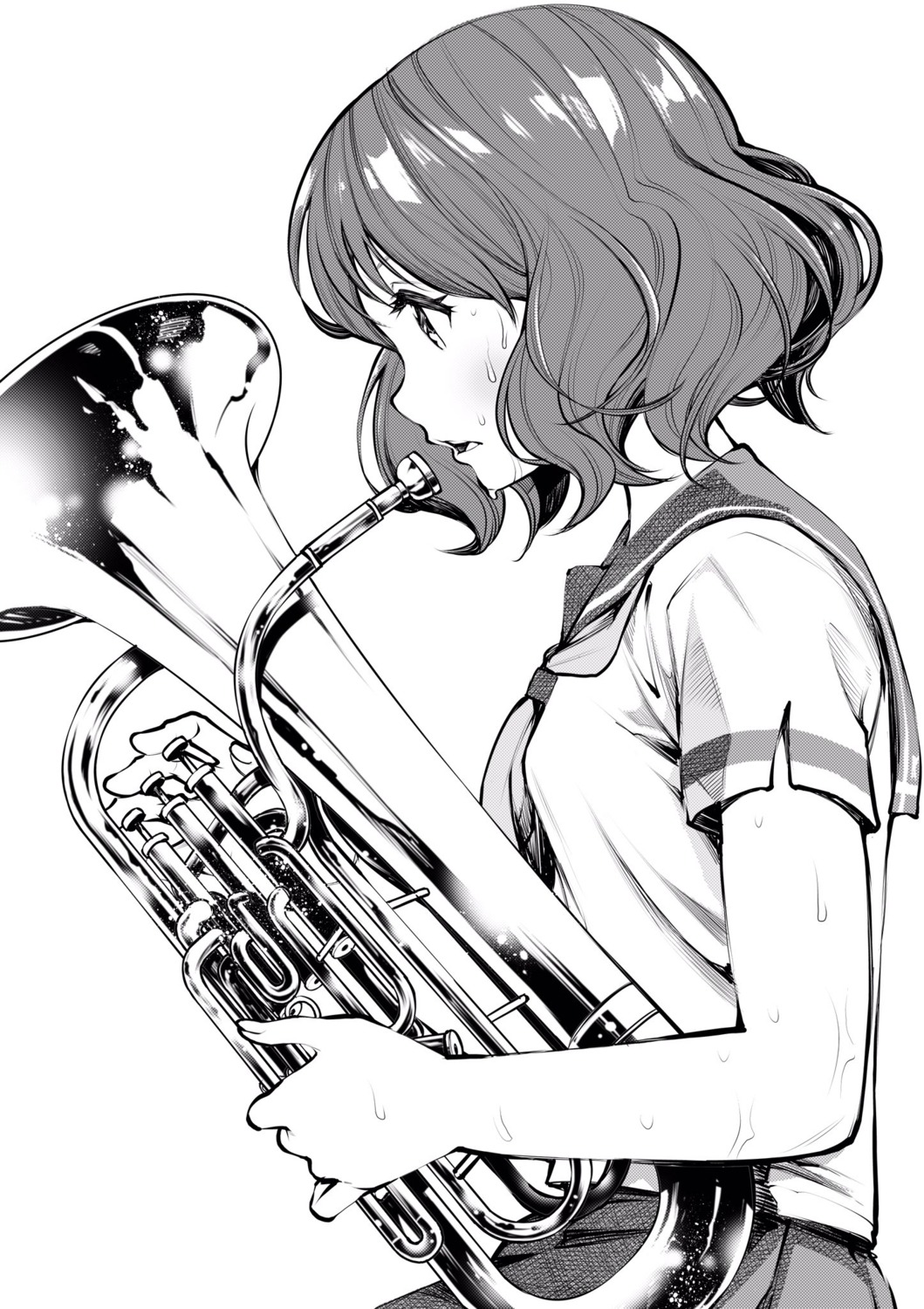 fukushima_masayasu hibike!_euphonium monochrome oumae_kumiko seifuku