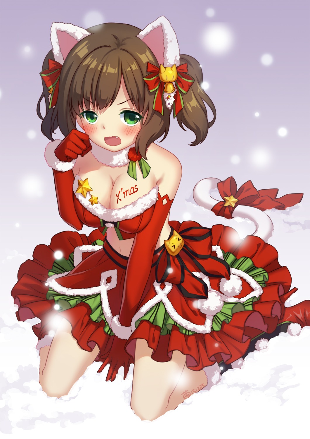 animal_ears christmas cleavage heels maekawa_miku nekomimi tail the_idolm@ster the_idolm@ster_cinderella_girls