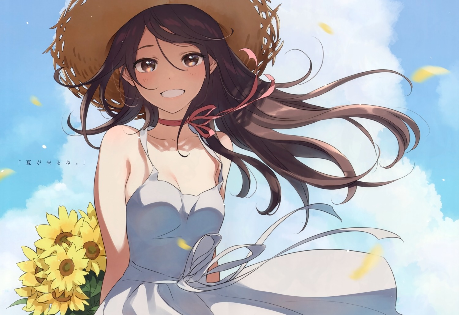 canvas dress morikura_en no_bra skirt_lift summer_dress