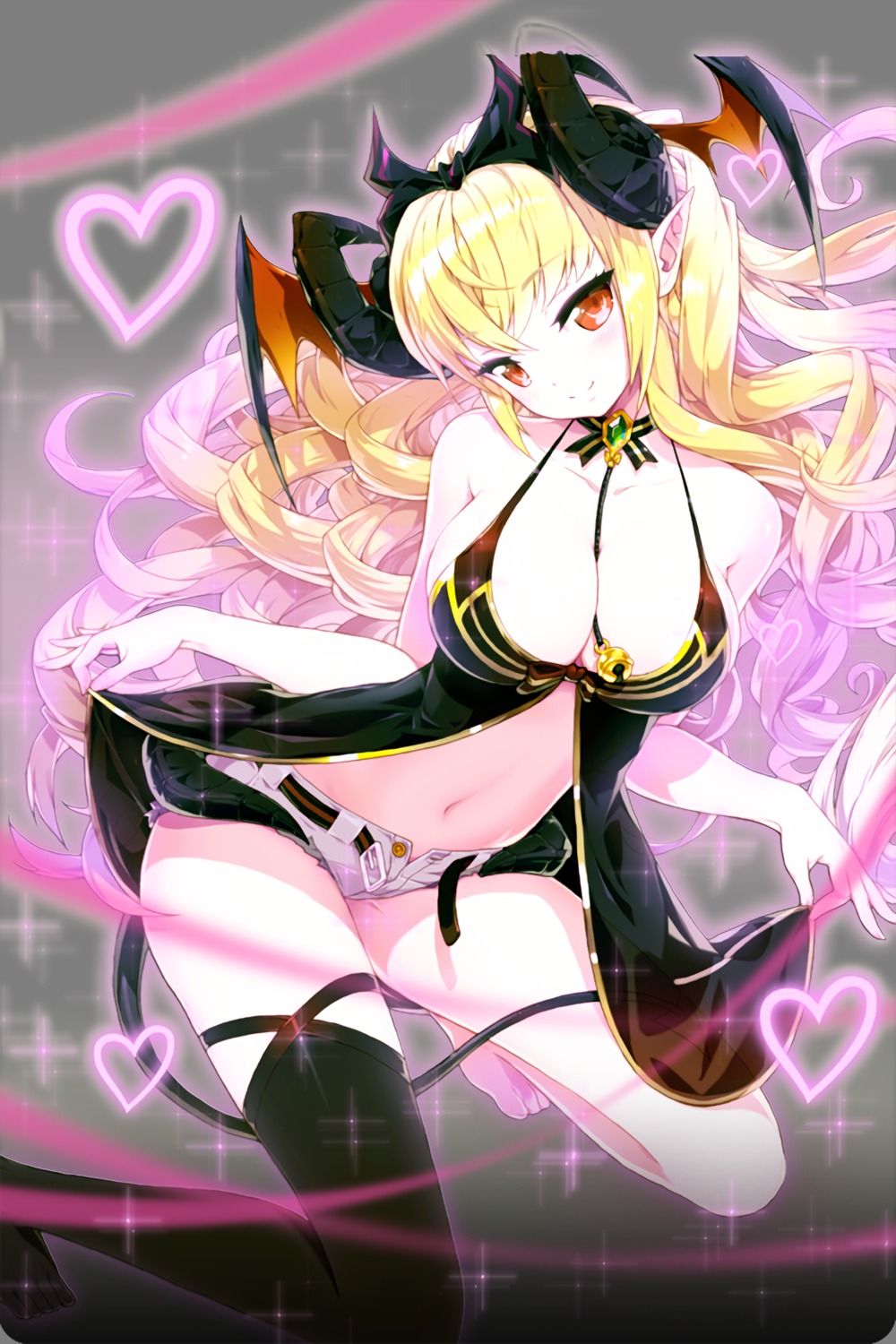 cleavage comiccho horns pointy_ears soccer_spirits tail thighhighs transparent_png wings