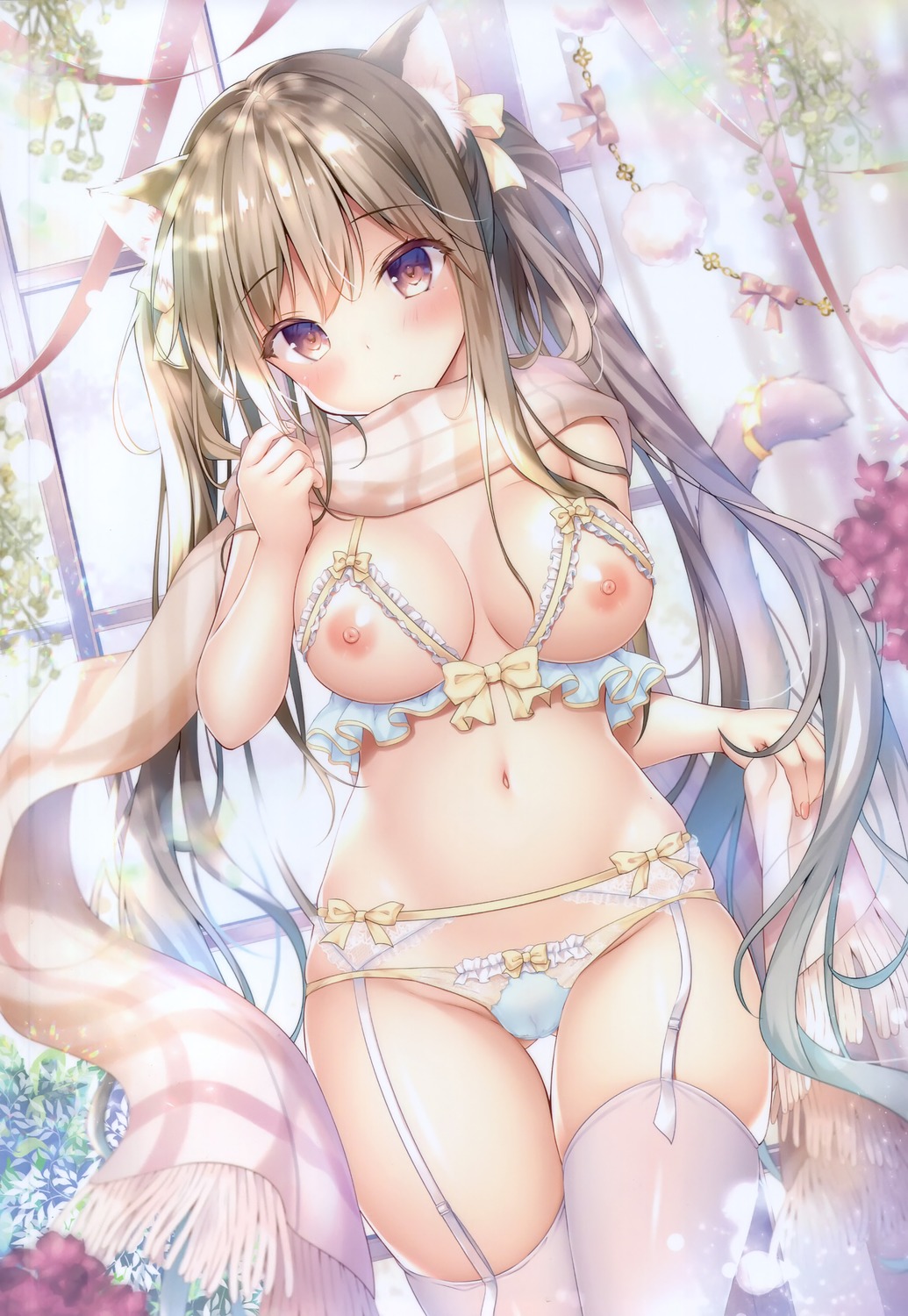 animal_ears bra cameltoe garter_belt kino lingerie nekomimi nipples pantsu stockings thighhighs