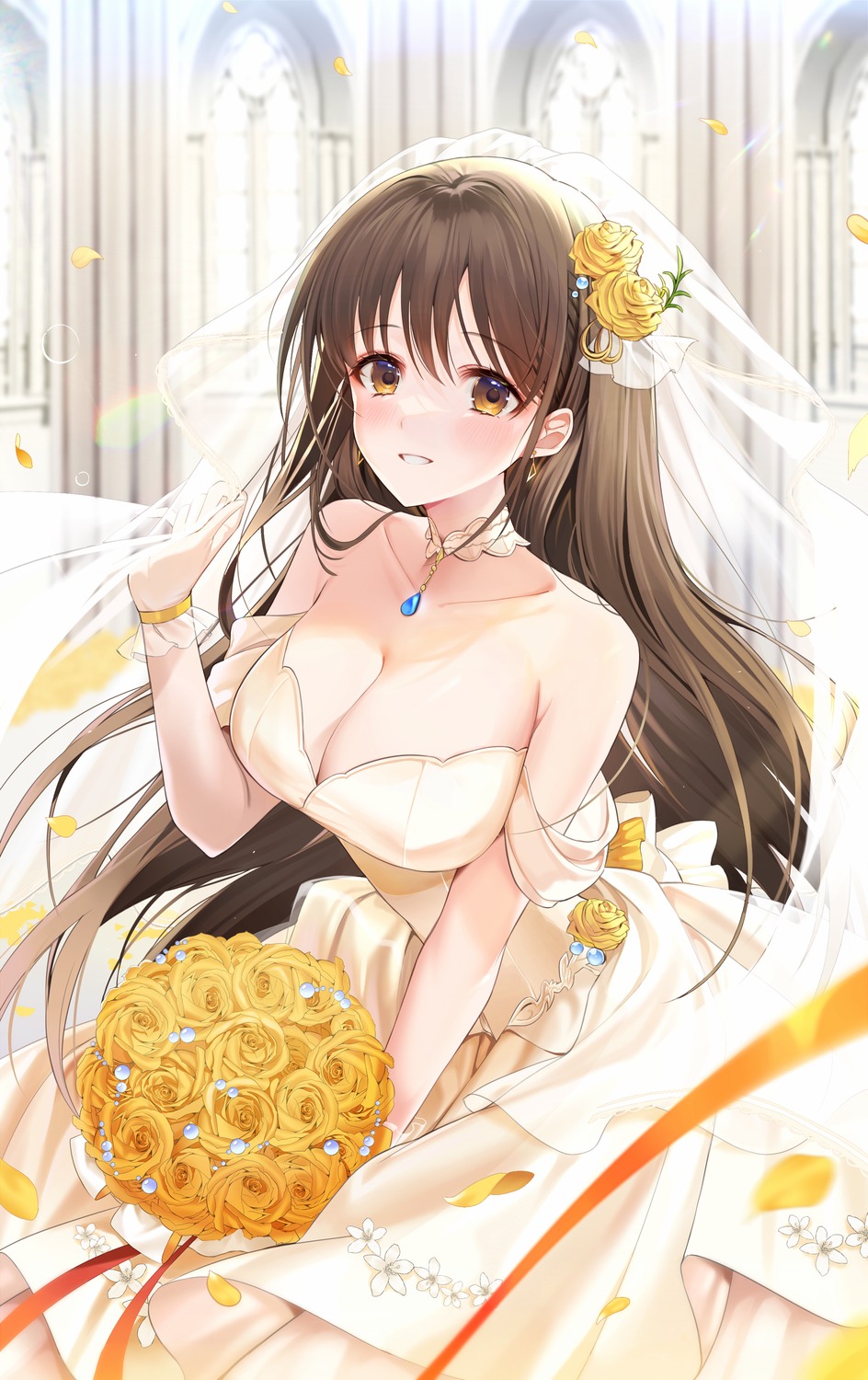 diesel_(nikke) dress goddess_of_victory:_nikke ion_(on01e) no_bra wedding_dress