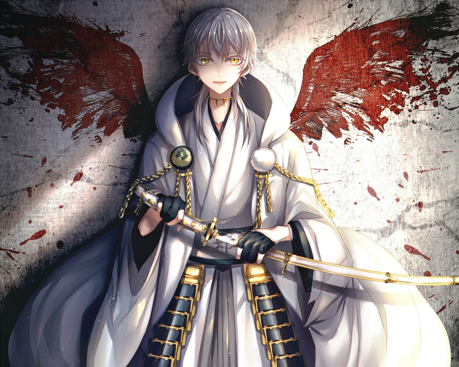 abandon_ranka armor japanese_clothes male touken_ranbu tsurumaru_kuninaga wings