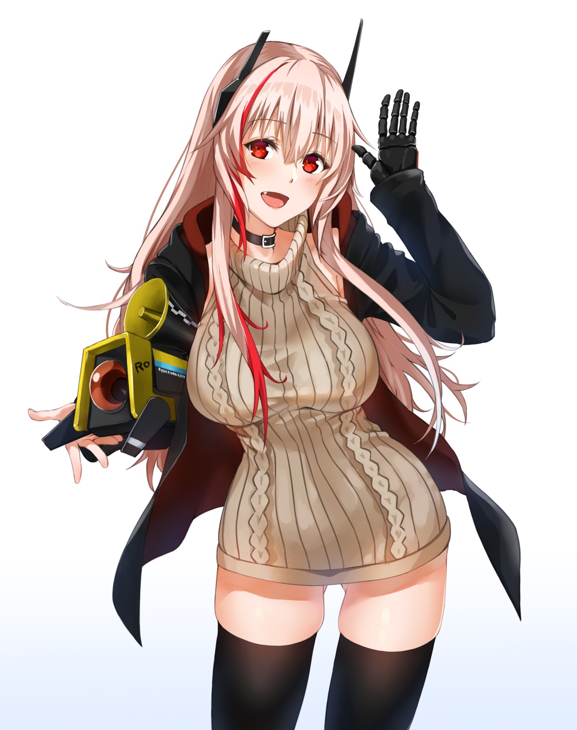 bishi_(bishi) dress girls_frontline m4_sopmod_ii_(girls_frontline) mecha_musume sweater thighhighs