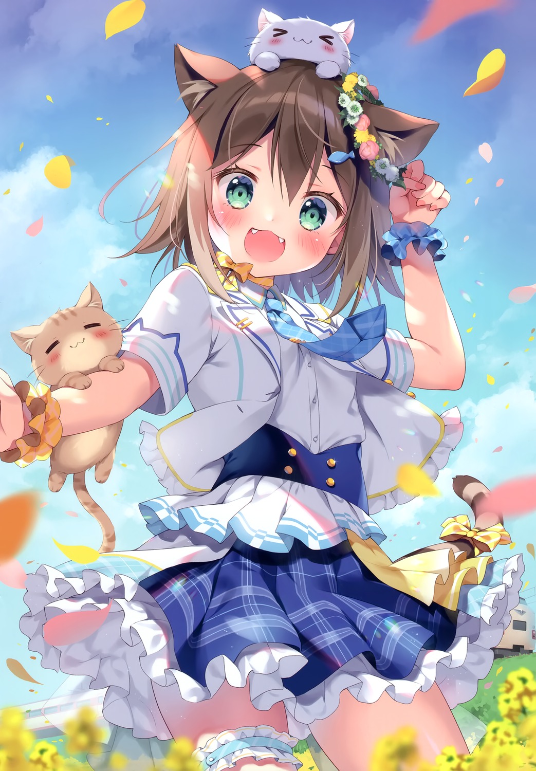 animal_ears fumino_tamaki garter neko nekomimi nijisanji pan pan_no_mimi seifuku skirt_lift tail